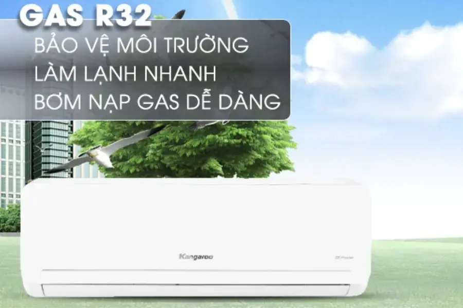 Điều hòa Kangaroo còn sử dụng môi chất làm lạnh R32