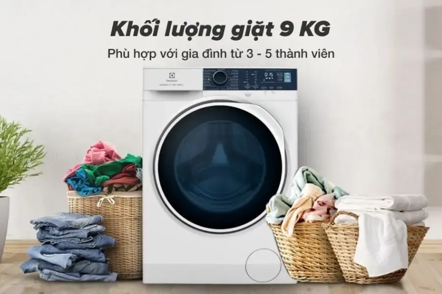 Máy giặt Electrolux Inverter 9 kg EWF9024P5WB có trang bị công nghệ Vapour Refresh làm mới bề mặt vải giảm nếp nhăn.