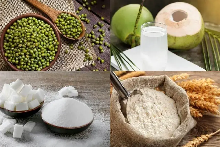 Một số nguyên liệu làm món chè đỗ xanh