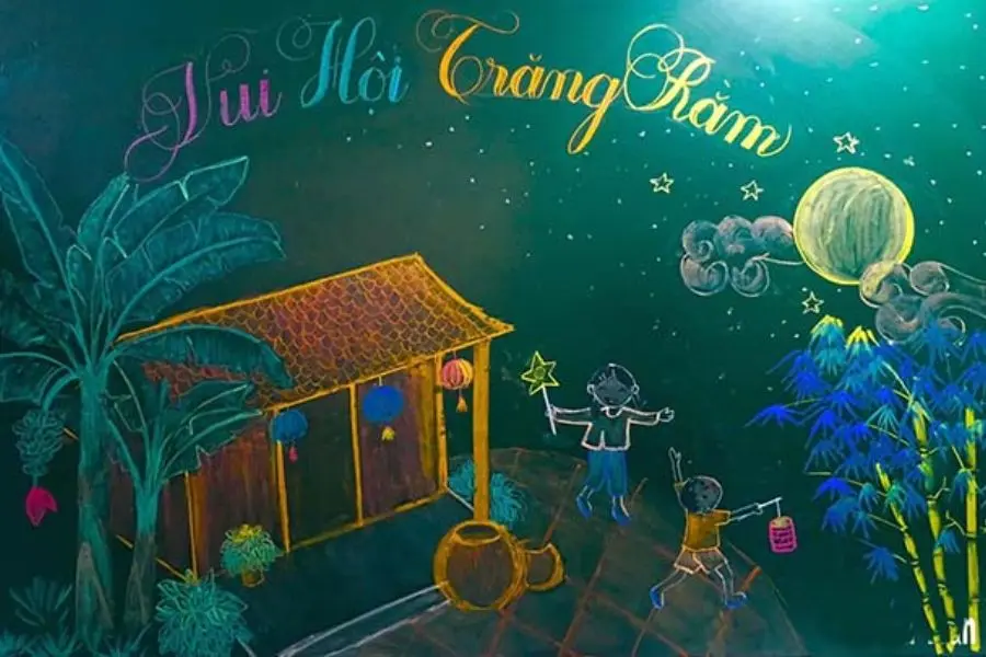 Các bé vui chơi dưới ánh trăng rằm. (Ảnh: Sưu tầm)