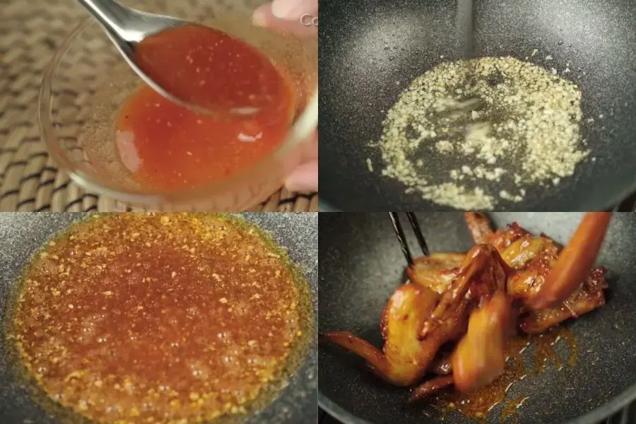 Công đoạn làm nước sốt cho món gà chiên nước mắm