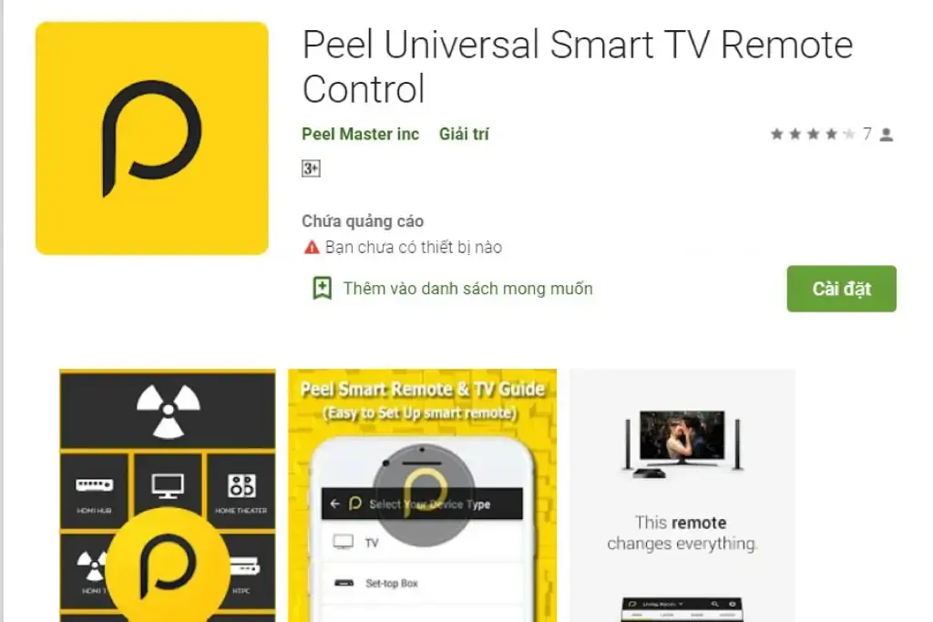 Ứng dụng Peel Universal Smart TV Remote Control