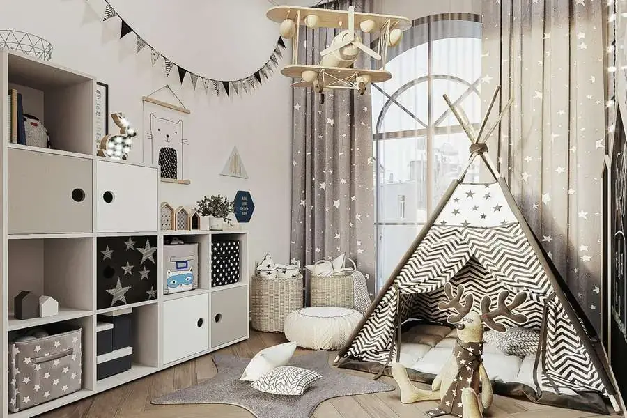 Thiết kế phòng ngủ cho bé trai 4 tuổi với lều trại đáng yêu