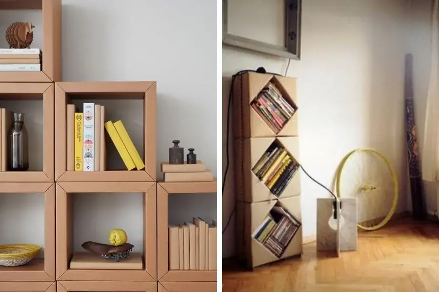 Làm kệ sách đẹp mắt bằng bìa carton