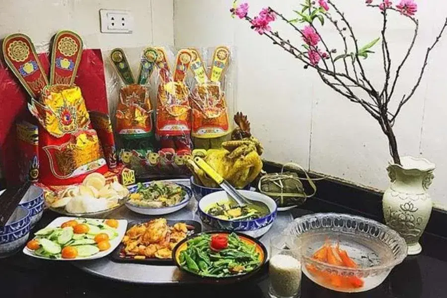 Mâm cúng ông táo ông công ngày Tết.