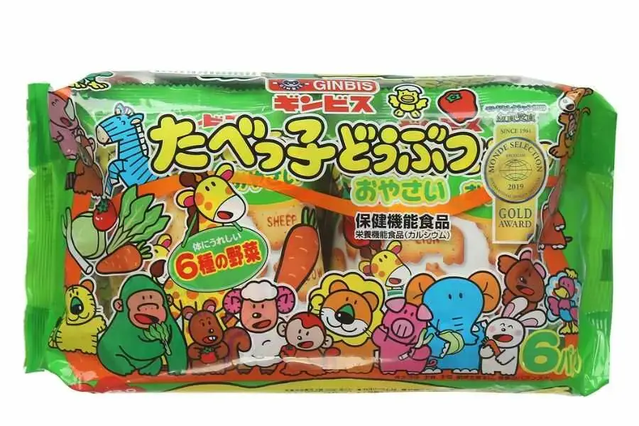Bánh ăn dặm Ginbis hình thú có hương vị thơm ngon tự nhiên.