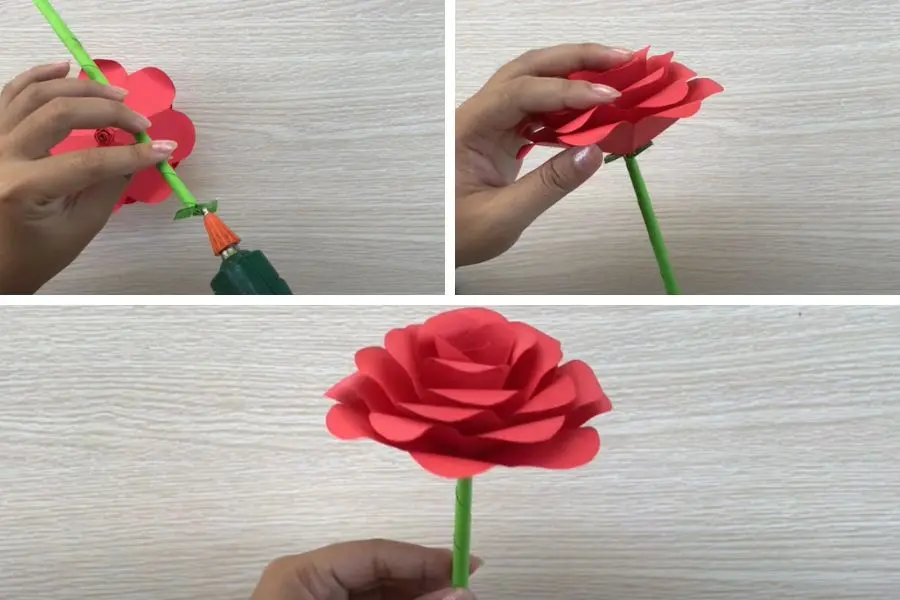 Dán hai phần lại với nhau.