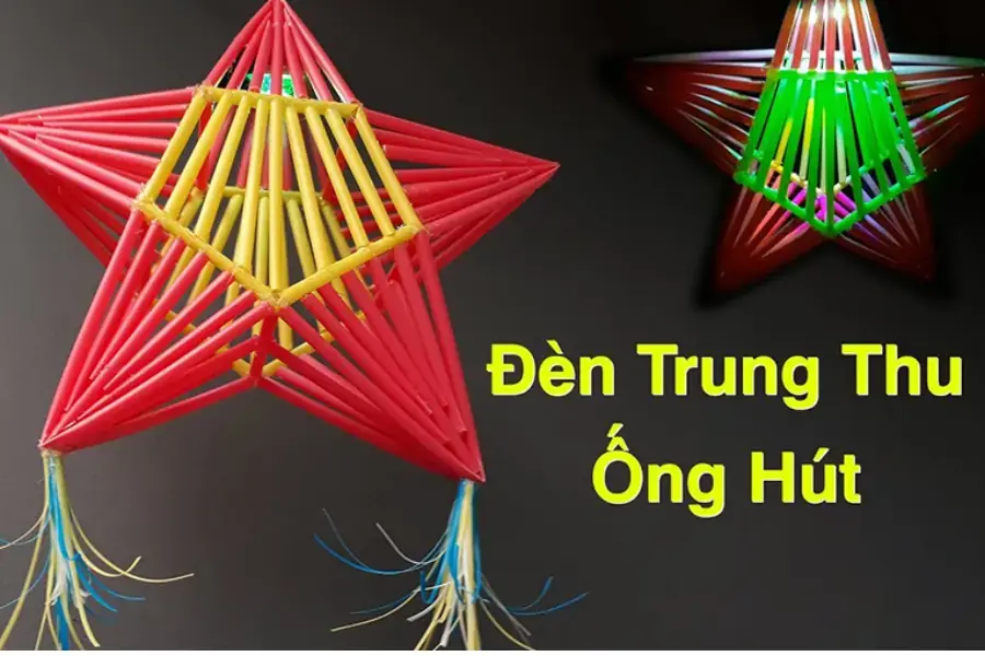 Đèn trung thu bằng ống hút.