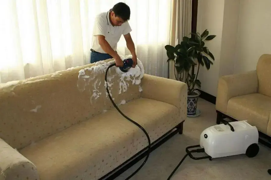 Dụng cụ cần có khi vệ sinh ghế sofa da lộn như bàn chải, máy hút bụi, chất tẩy,...