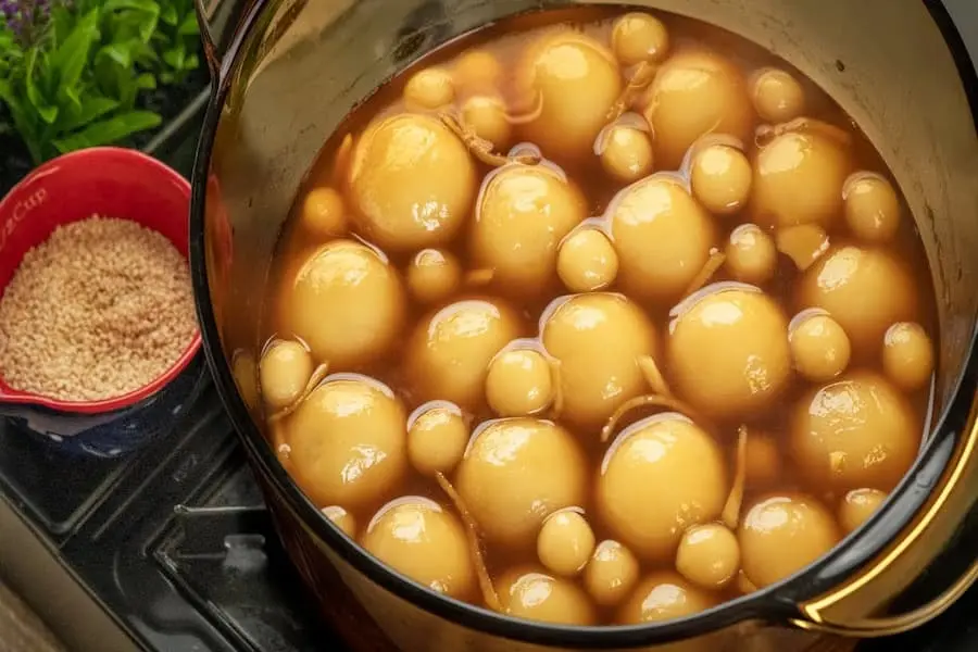 Chè trôi nước đậu xanh đặc trưng.