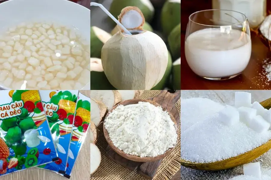 Chuẩn bị nguyên liệu nấu chè củ năng trái dừa