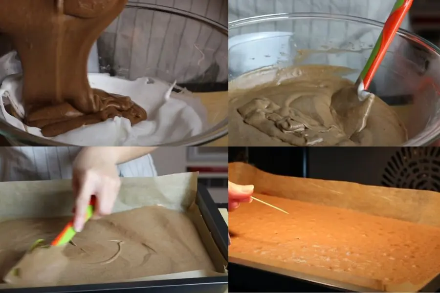 Cho bánh vào khuôn rồi đem nướng.