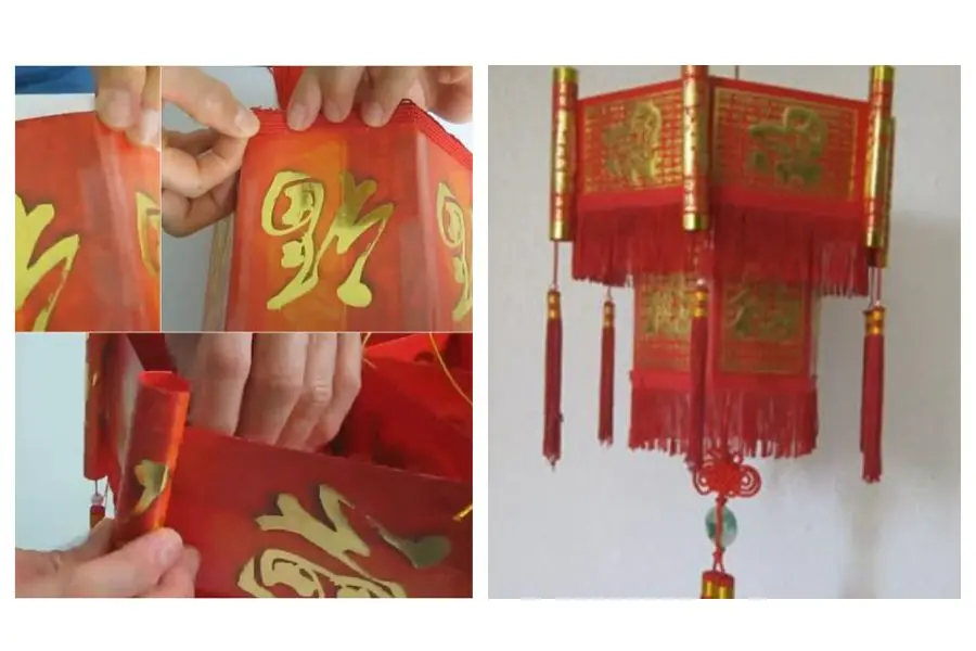 Hình ảnh hoàn thiện lồng đèn làm từ bao lì xì.