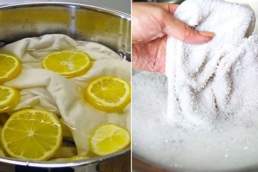 Giặt chăn ga vỏ gối bị ố vàng bằng nước chanh nóng
