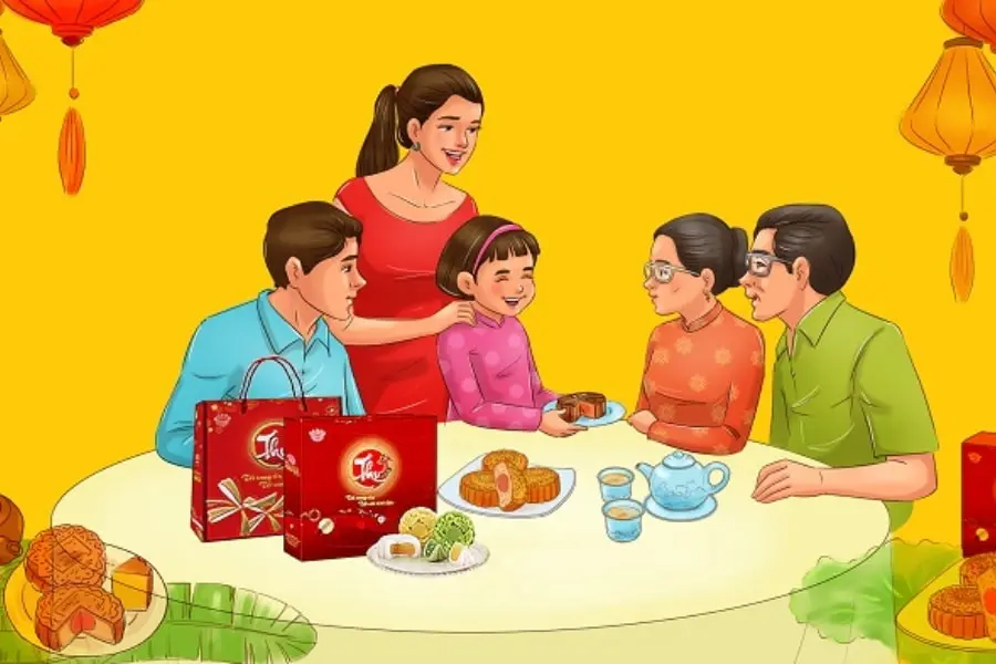 Trao gửi những hộp bánh Trung Thu như một cách thể hiện tình cảm và lời chúc đến gia đình.