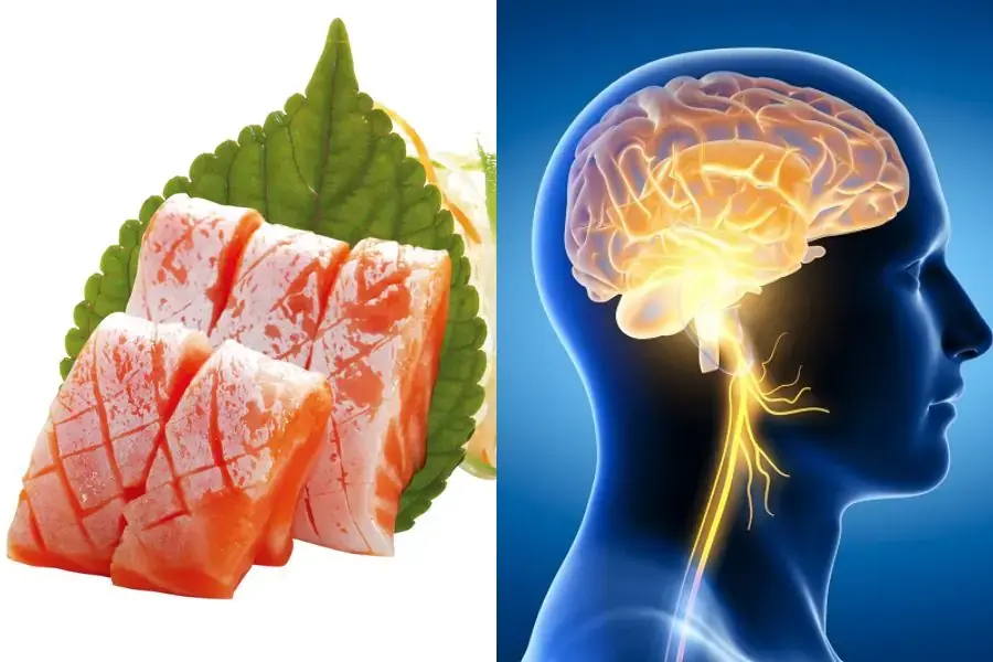 Thực phẩm giúp tăng cường sức khỏe não bộ phải kể đến cá hồi.