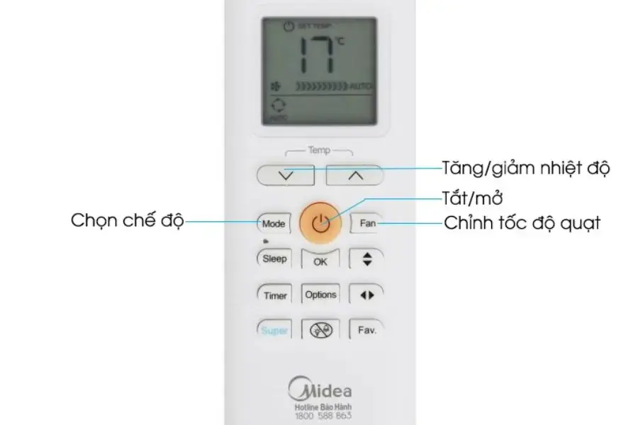 Cách bật tắt điều hoà Midea