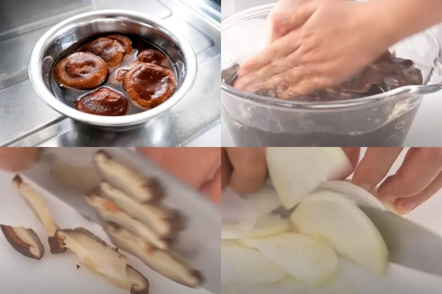 Sau khi mua nấm hương khô về thì ngâm trong nước ấm khoảng 10 – 15 phút.