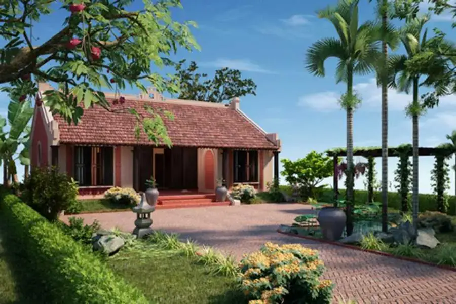 Kiểu nhà chữ Đinh có sân vườn rộng rãi