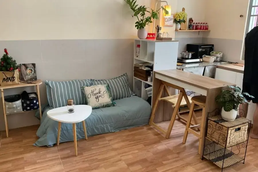 Bố trí phòng trọ không gác xép thoáng rộng, thoải mái