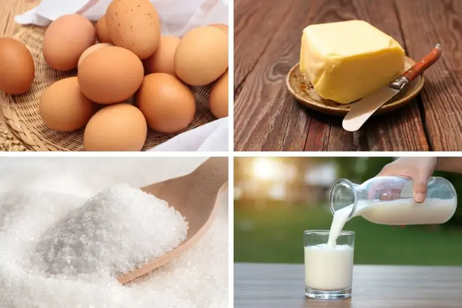 Chuẩn bị nguyên liệu làm nhân bánh su kem.