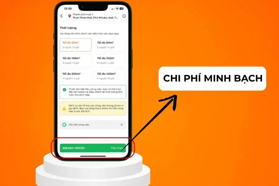 Chi phí minh bạch, rõ ràng.