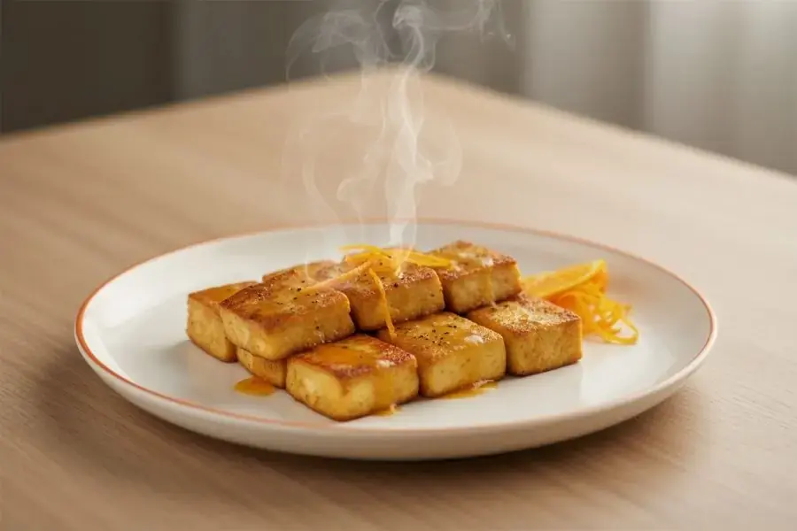 Đậu hũ sốt cam chua ngọt lạ miệng.