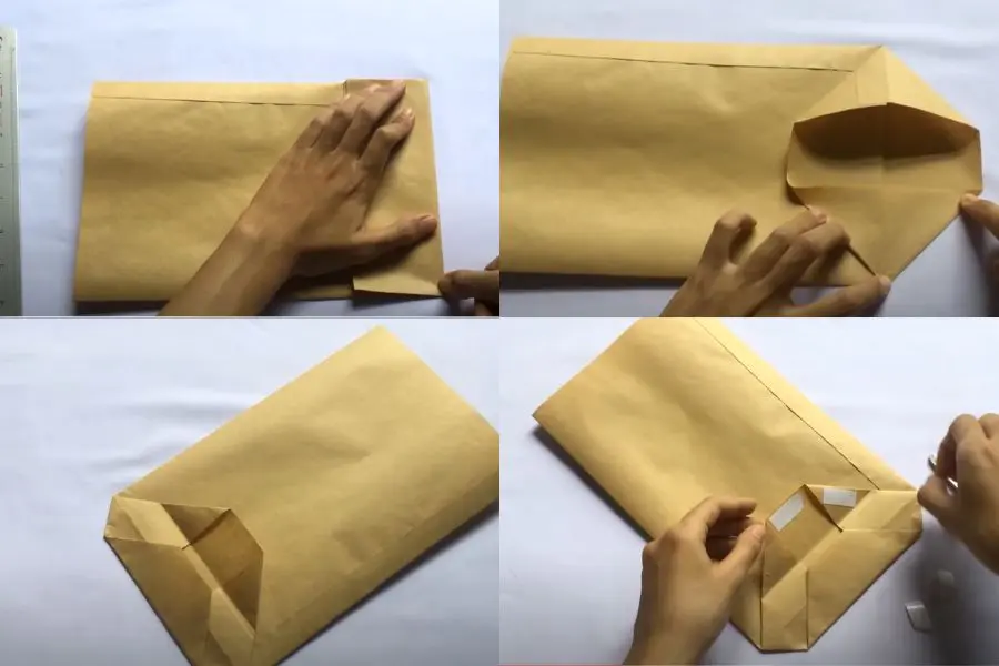 Thực hiện làm đáy túi.