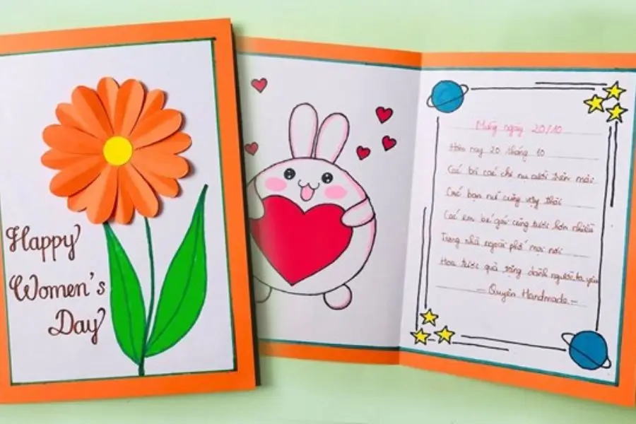 Thiệp handmade 20/10 cho trẻ mầm non.