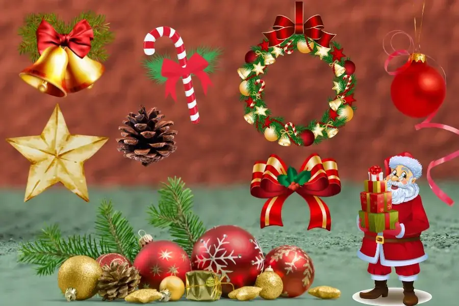 Các phụ kiện trang trí cho cây thông Noel bạn có thể tìm mua.