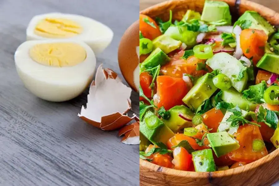 Ăn trứng luộc kết hợp với salad rau quả