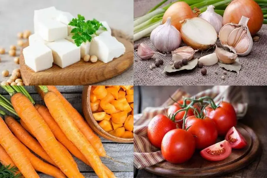 Nguyên liệu làm món đậu hũ sốt cà ri