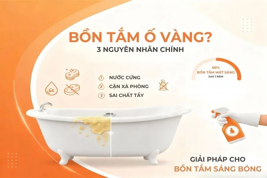 Nguyên nhân bồn tắm nhựa bị ố vàng.