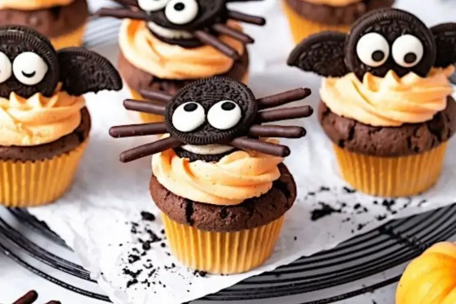 Một chiếc cupcake hình nhện cũng thú vị không kém.