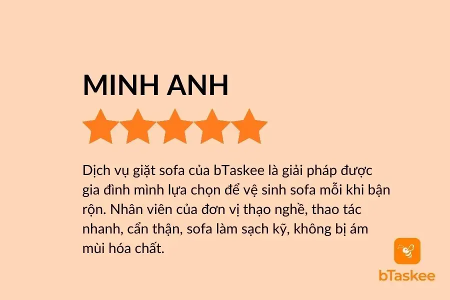 Đánh giá của khách hàng khi sử dụng dịch vụ vệ sinh sofa tại bTaskee.