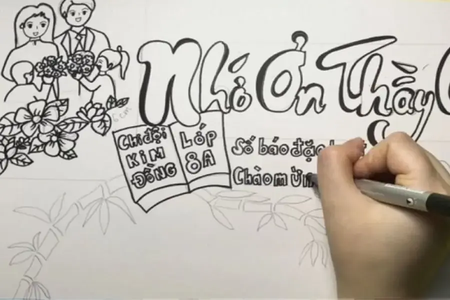 Phác thảo trang trí đầu báo tường