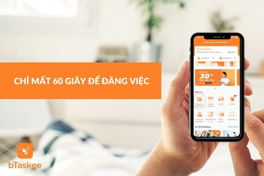 Việc đặt lịch dịch vụ chăm sóc người bệnh tại bTaksee diễn ra rất nhanh chóng