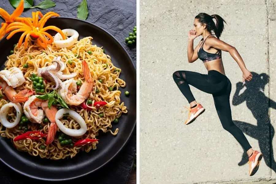 Tập luyện thể dục, thể thao kết hợp ăn mì xào đúng cách giúp cải thiện vóc dáng, cân nặng.