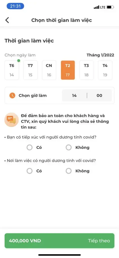 Chọn thời gian phù hợp