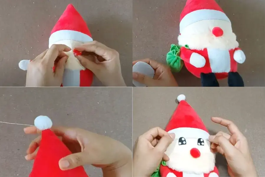 Khâu mũi và đôi mắt của Ông già Noel . 