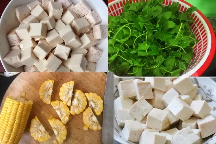 Rửa sạch và cắt các nguyên liệu vừa ăn