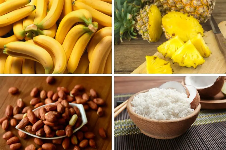 Chọn lựa những nguyên liệu làm kẹo chuối tươi.