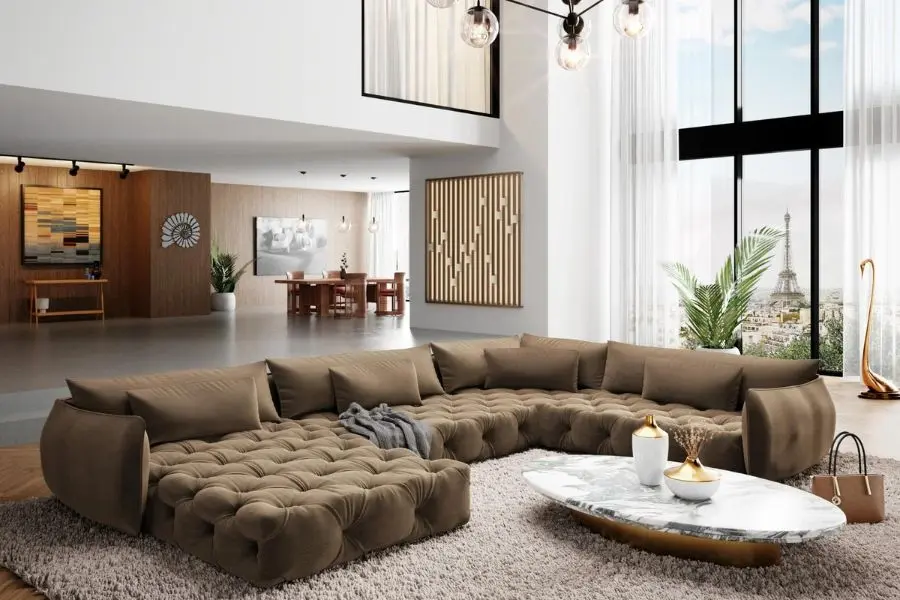 Các nhà sản xuất sử dụng đa dạng chất liệu như nỉ, da và gỗ để tạo ra các mẫu sofa văng.