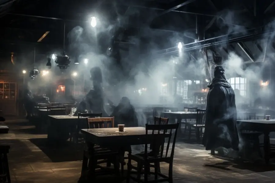 Khung cảnh rùng rợn của một quán cafe.