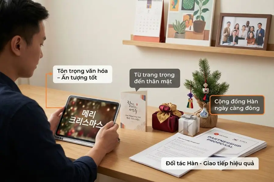 Chúc Giáng Sinh bằng tiếng Hàn cần thể hiện sự tôn trọng văn hóa và tạo ấn tượng tốt.