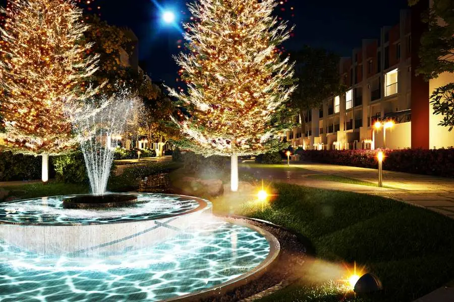 Không gian xung quanh của Midori Park được trang trí sinh động với nhiều phối cảnh lung linh vào đêm Giáng Sinh.