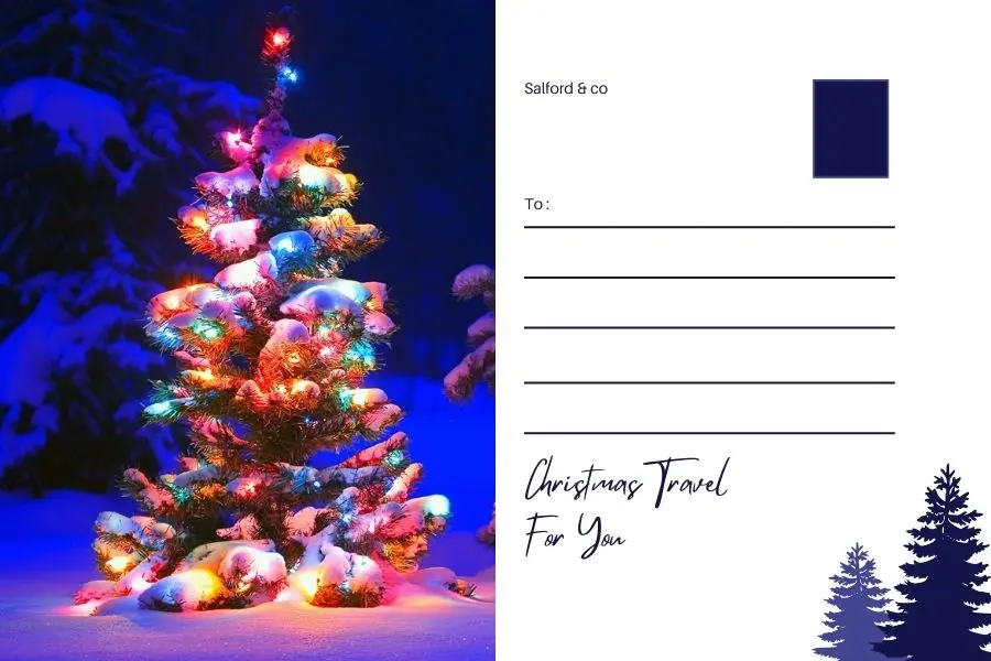 Bức thư lung linh với hình ảnh cây thông Noel.