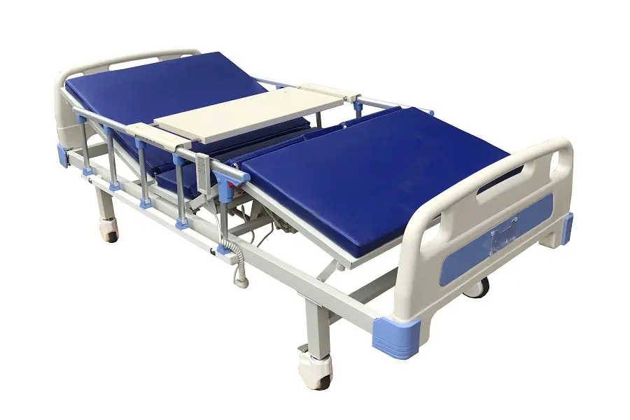 Giường điện đa năng bao gồm 4 tấm sắt sơn tĩnh điện toàn bộ mặt giường. Động cơ điện nâng hạ các tấm. Tích hợp dập khung và bao phủ bằng phun sơn tĩnh điện, chống ăn mòn và chống rỉ sét.