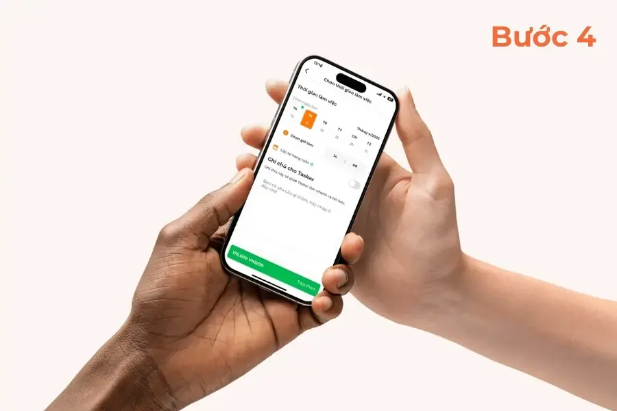 Ngày làm việc và note rõ ghi chú (nếu có).