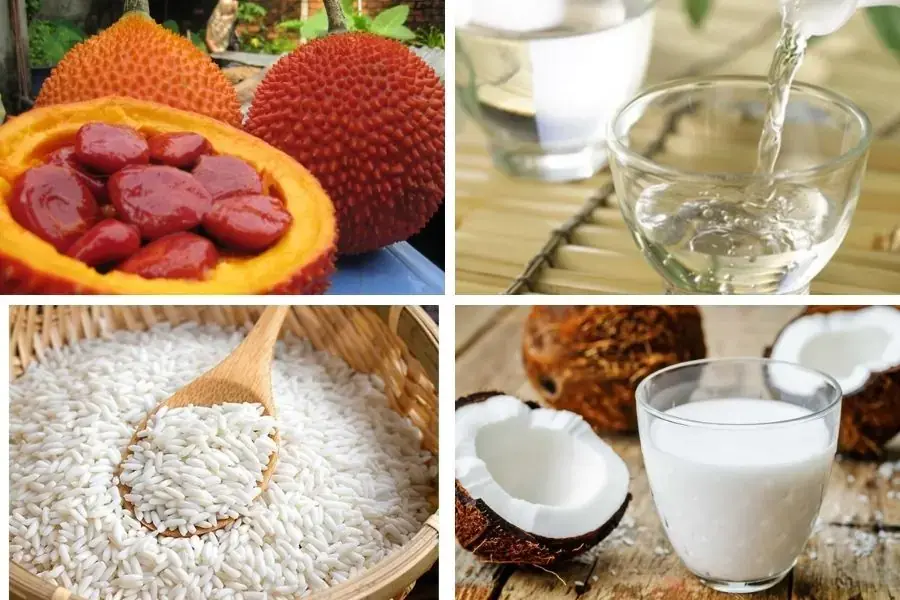 Nguyên liệu nấu xôi gấc.